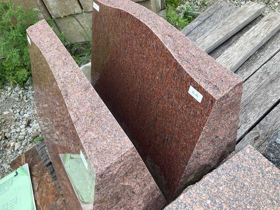 Thumbnail: Red Granite Serpentine Slant Monument Headstone SL-49