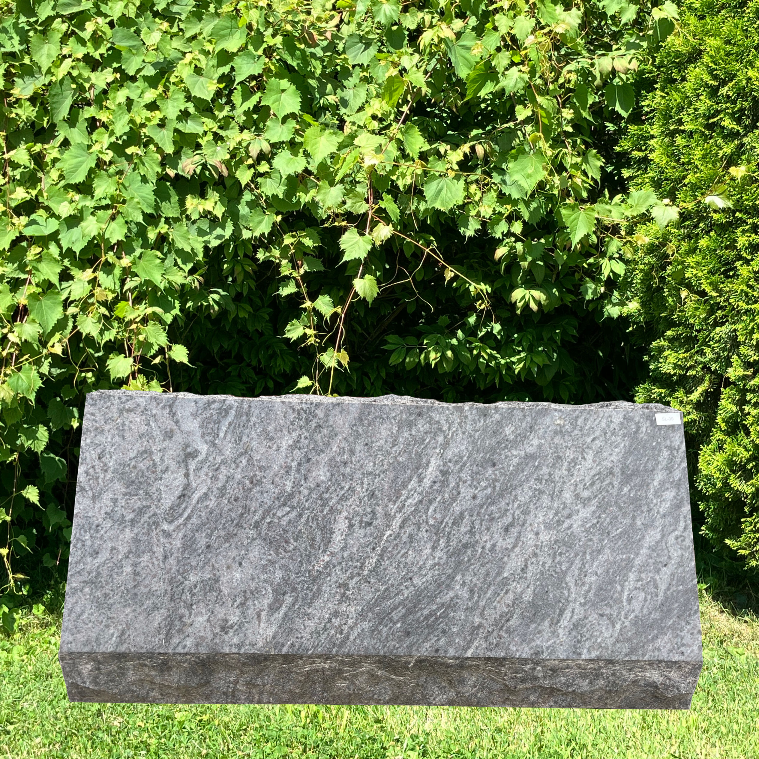Bahama Blue Granite Western Slant Headstone Monument SL-35