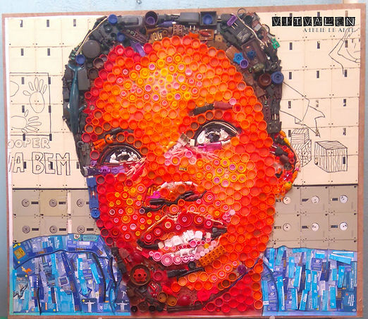 arte, art, arte sustentável, sustentabilidade, reciclagem, meio ambiente, vitvalen, arte reciclada, recycle, embalagens, reuso, mudanças climáticas, aquecimento global, painéis reciclados, sucatas, sucata, transformação, painel, retrato, quadro, pintura, plástico, eco, ecologia, mundo melhor, oficinas de arte, esculturas, escultura reciclada, reciclar, planeta, globo terrestre, globo, planet, ocean, plástico, plástic, ferro, disquete, tampas, oficinas, design, arquitetura, decoração, feiras, eventos, público, cris, embalagens, fios, tampas, cooperativa, viva bem, são paulo, brasil