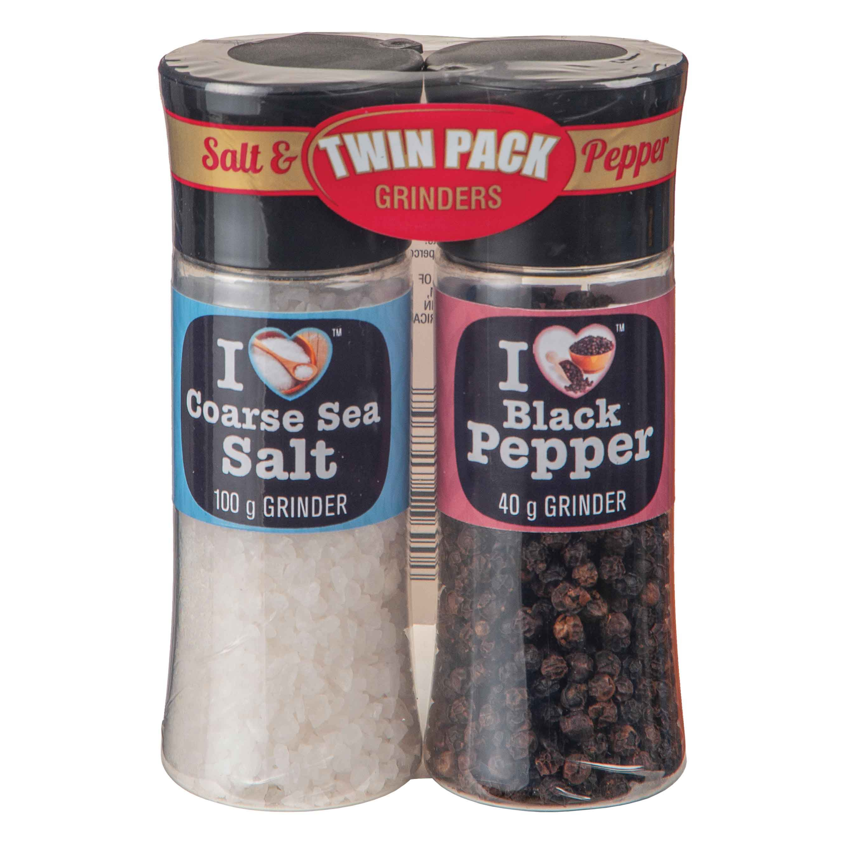 I Love Coarse Sea Salt & Pepper Grinders