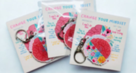 Growth Mindset key chains with motivational mental health card