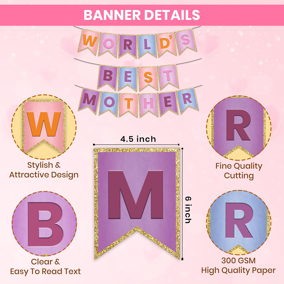 Thumbnail: 1iAM Happy Mother's Day Decorations Items Combo Pack of 2 - Multicolor "WORLD'S