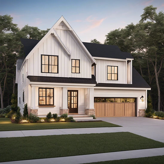modern farmhouse with garage front quarter angle.jpg