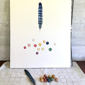 Watercolor Feather and Marbles