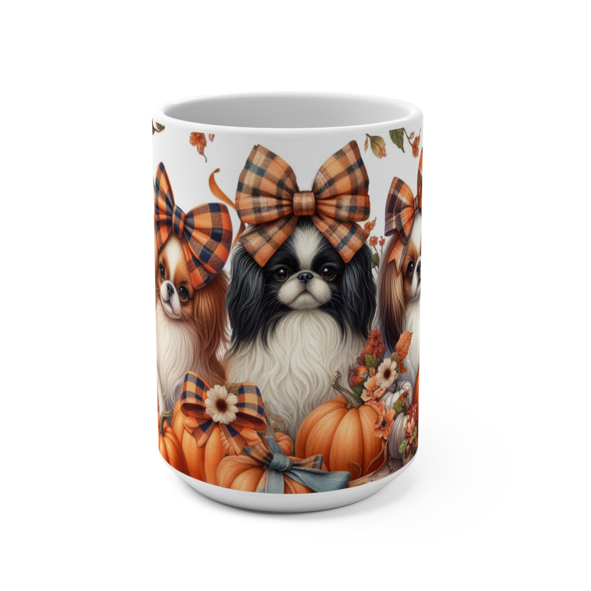 Japanese Chin - "Pumpkins" 15oz -   Super large  mug