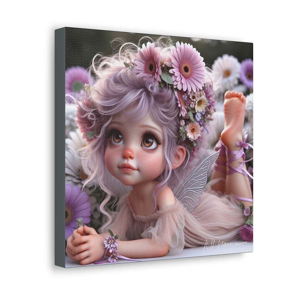 Thumbnail: Gerber Daisy 1 - Canvas Print - Gallery Style -  Flower Fairies