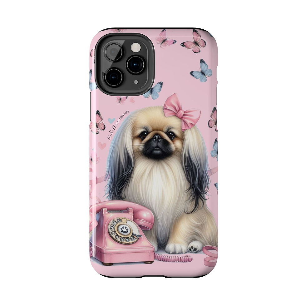 Thumbnail: IPhone Pekingese Pink Retro Phone - Tough Cases