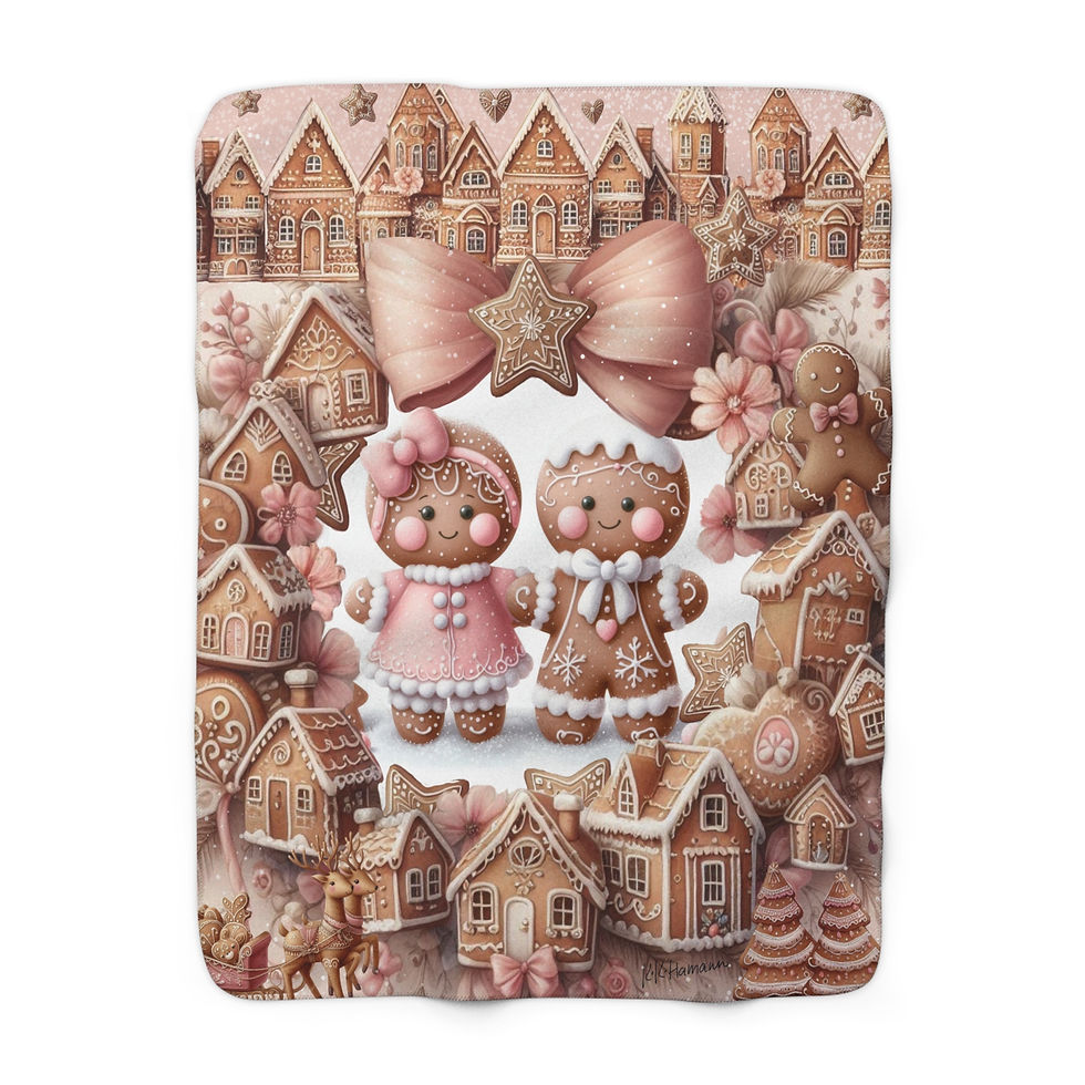 "Gingerbread Wonderland"  -Sherpa Blanket - Super Soft
