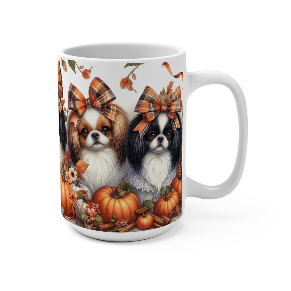 Thumbnail: Japanese Chin - "Pumpkins" 15oz -   Super large  mug