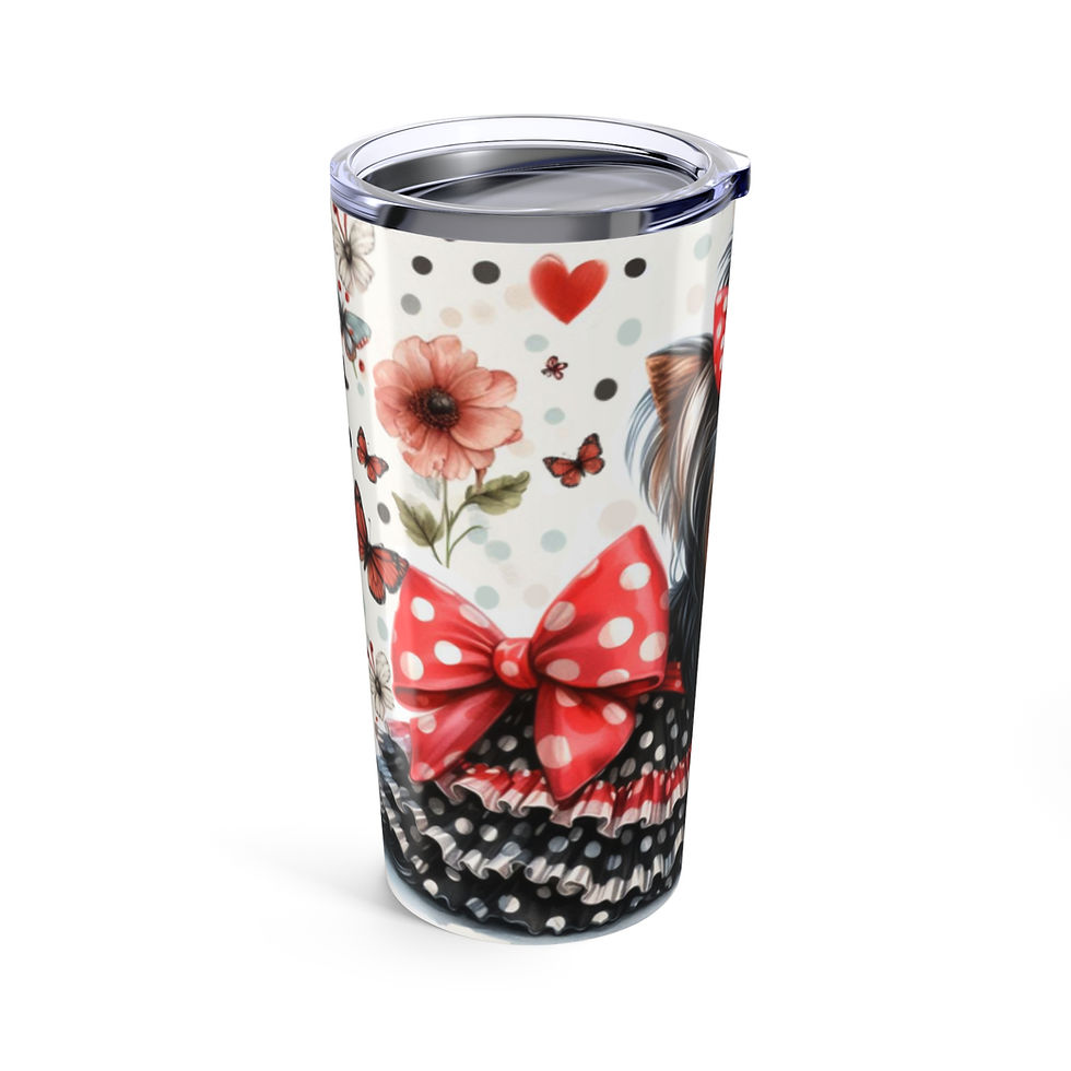 Thumbnail: Biewer / Parti Yorkie "Polka"  - Tumbler 20oz