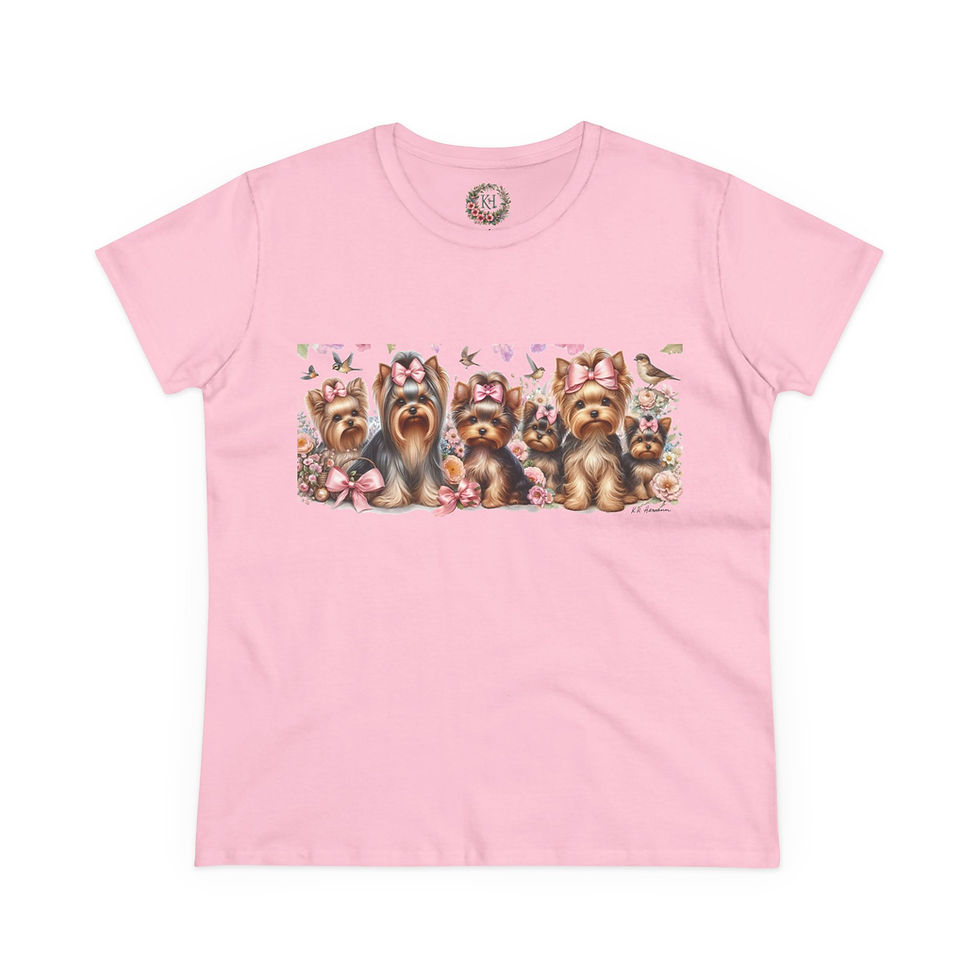 Thumbnail: Yorkies "SpringTime" - Women's Midweight Cotton Tee