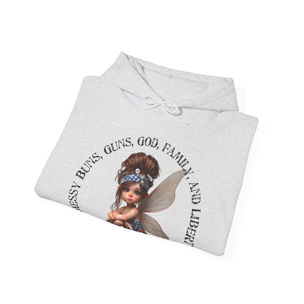 Thumbnail:  Little Patriot Fairy "Messy Buns",  Hooded Sweatshirt