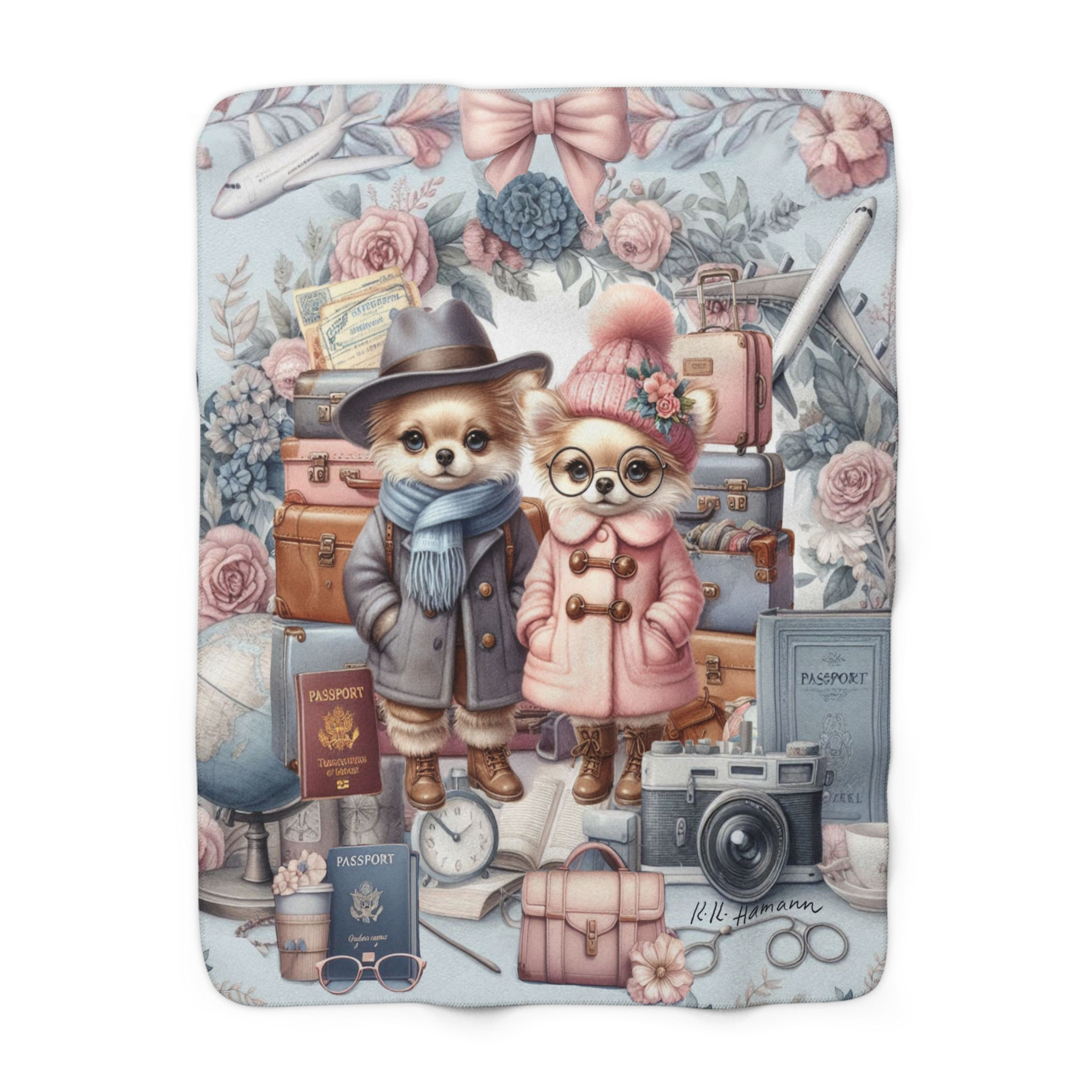 Chihuahua - "World Travelers"  -Sherpa Blanket - Super Soft