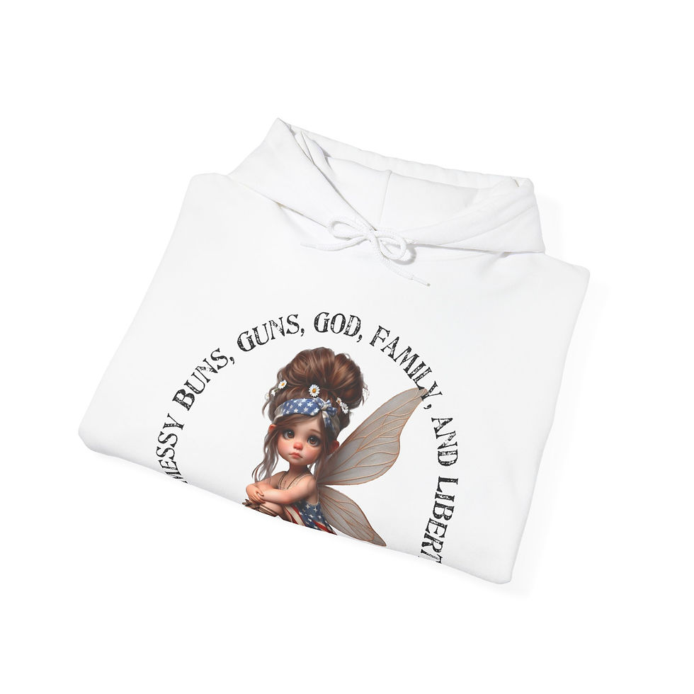 Thumbnail:  Little Patriot Fairy "Messy Buns",  Hooded Sweatshirt