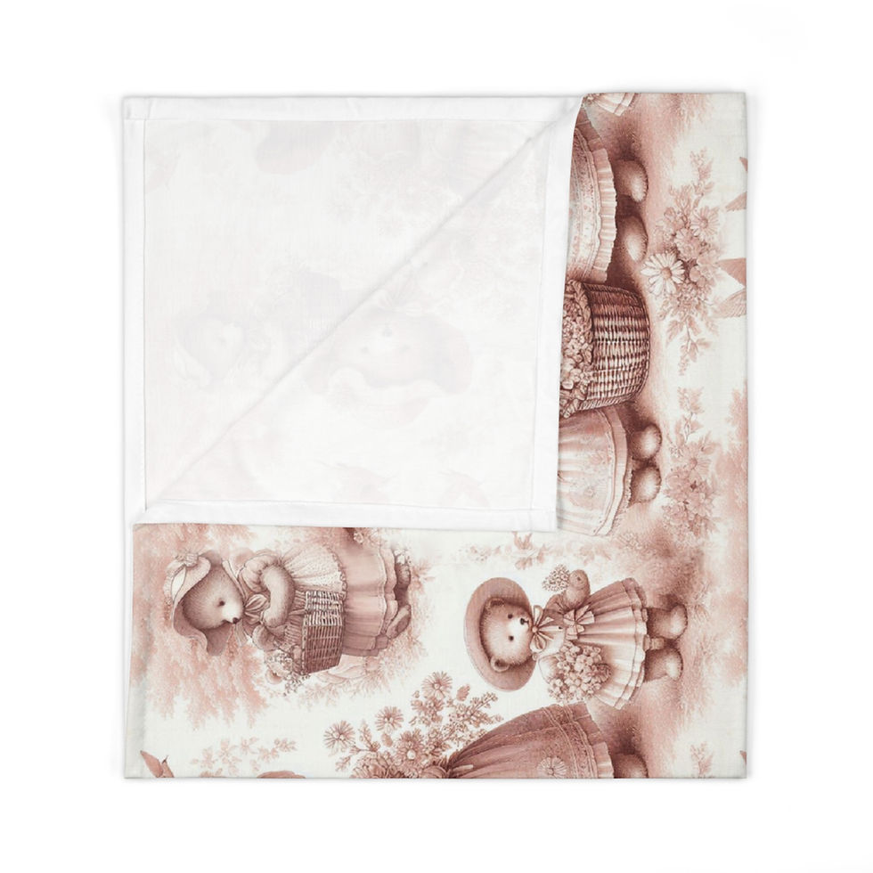 Kiki Baby Gertrude Bear gathering Toile Swaddle Blanket – Nursery Gift