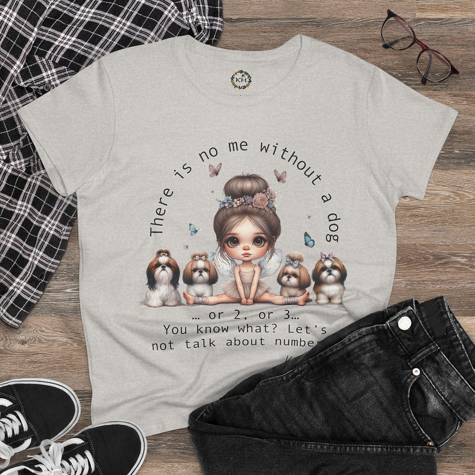 Thumbnail: ShihTzus "Who's Counting"  - Women's Midweight Cotton Tee