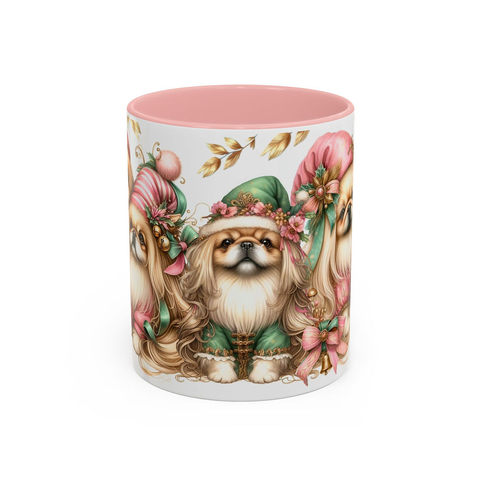 Pekingese "Elves" - Accent Coffee Mug 11 oz