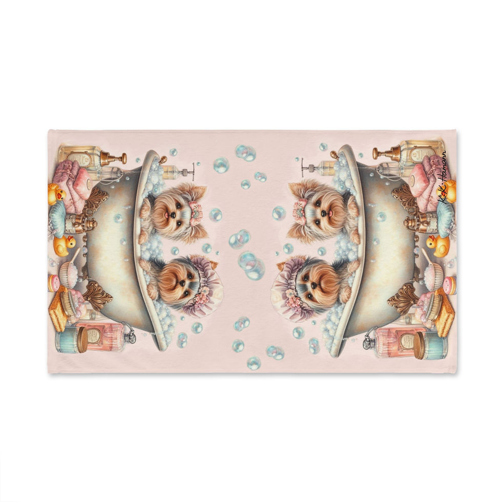 Thumbnail: Yorkie  "Splish Splash" Hand Towel by Kiki Colors