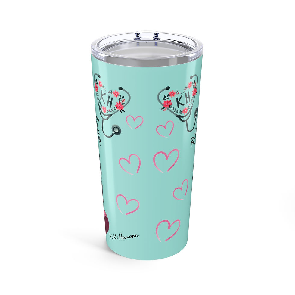 Thumbnail: Nurse Gloria Turquoise "Moved by Coffee and Love" - Tumbler 20oz