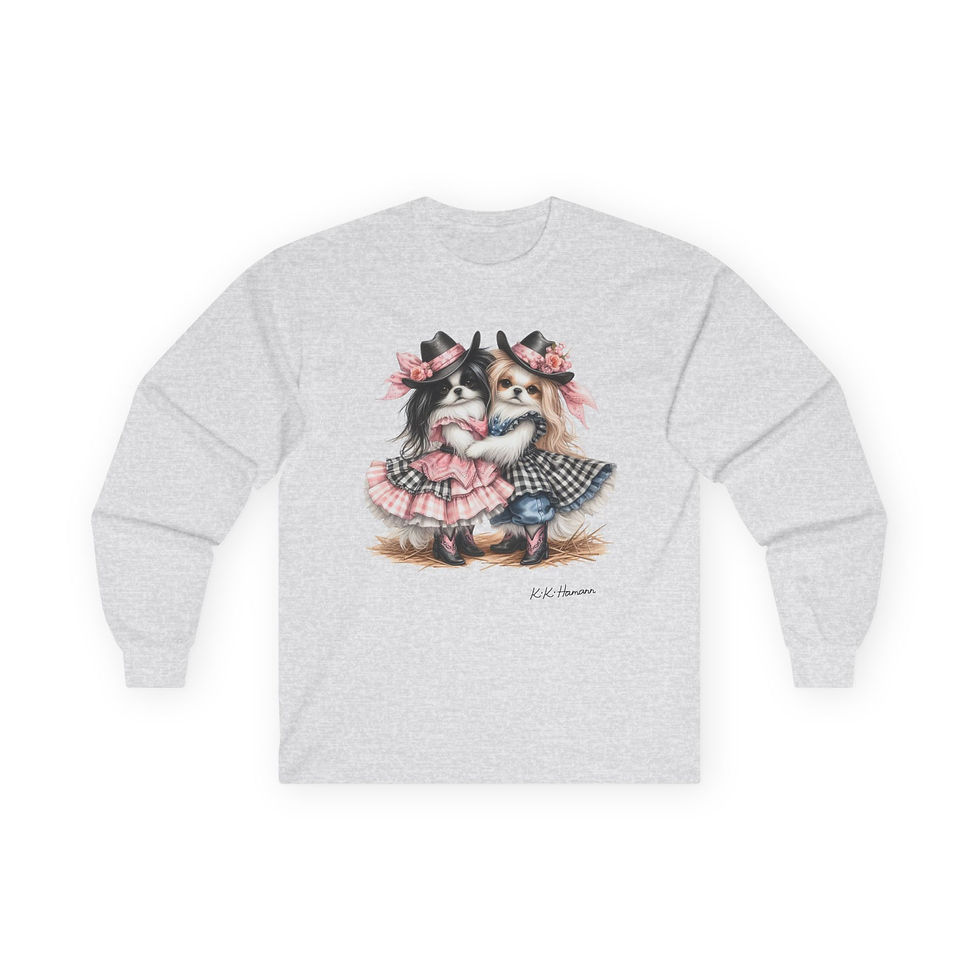 Japanese Chin "CowGirls"  Ultra Cotton Long Sleeve Tee 