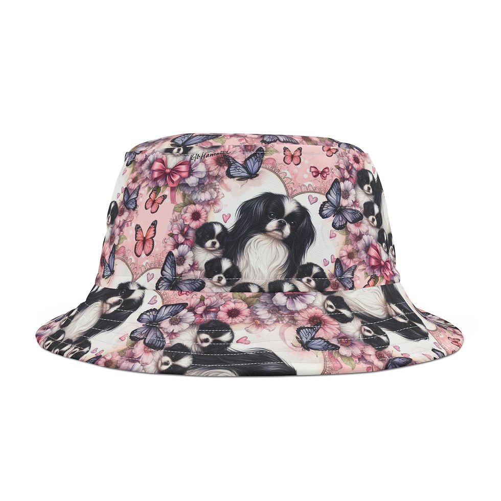 Thumbnail: Japanese Chin -  "Pretty in Pink" Bucket Hat 