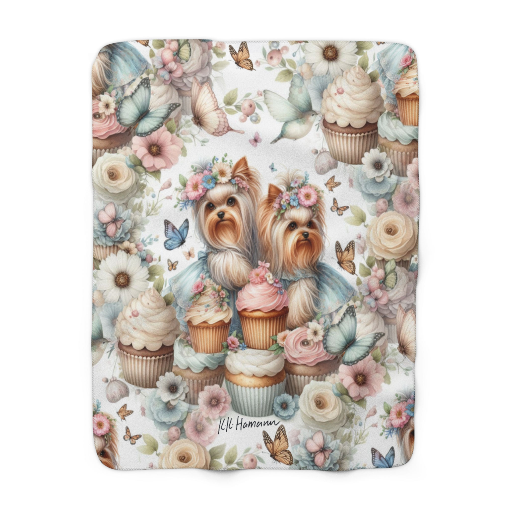 Yorkies "Cupcakes" -Sherpa Blanket - Super Soft