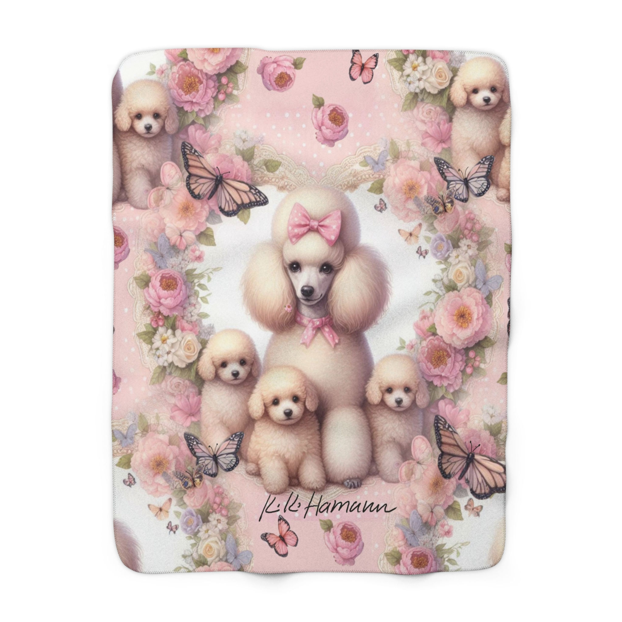 Poodle "Cream -  Mama Sherpa Fleece Blanket - Super Soft, throw size