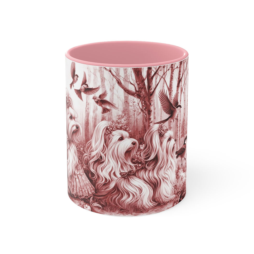 Maltese French Style  "Rose  Toile de Jouy "  Art Mug