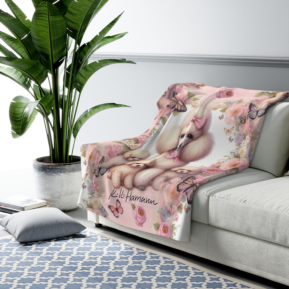 Thumbnail: Poodle "Cream -  Mama Sherpa Fleece Blanket - Super Soft, throw size