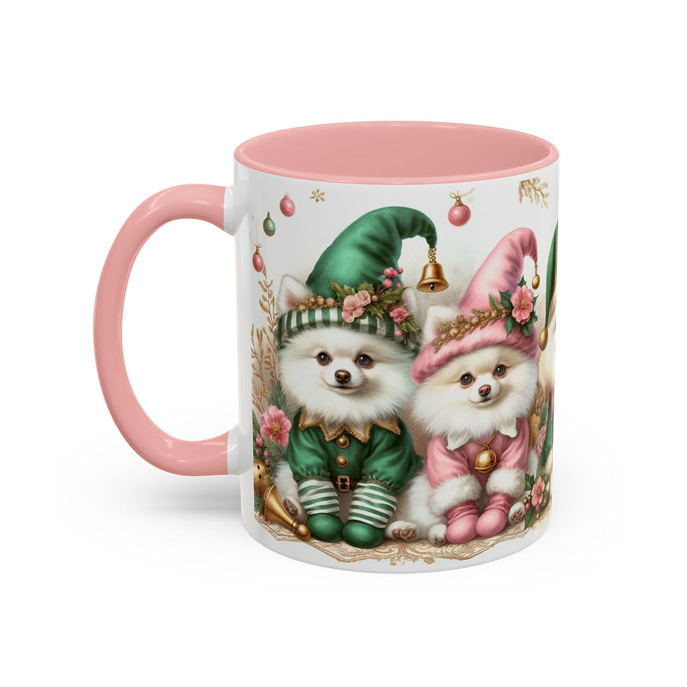 Thumbnail: Pomeranian (White)  "Elves" - Accent Coffee Mug 11 oz