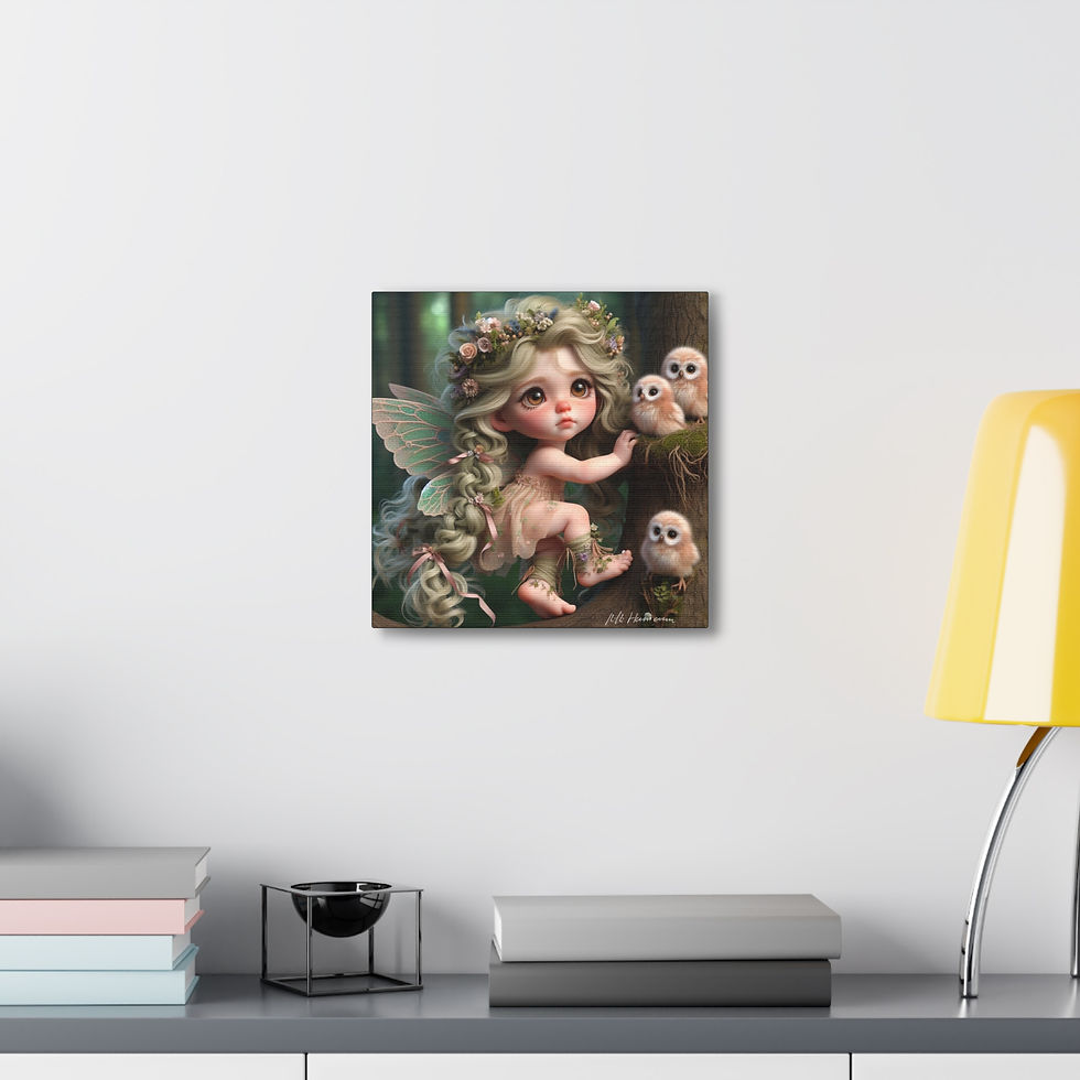 Thumbnail: Owlet 1  - Canvas Print - Gallery Style -  Birdie Fairies