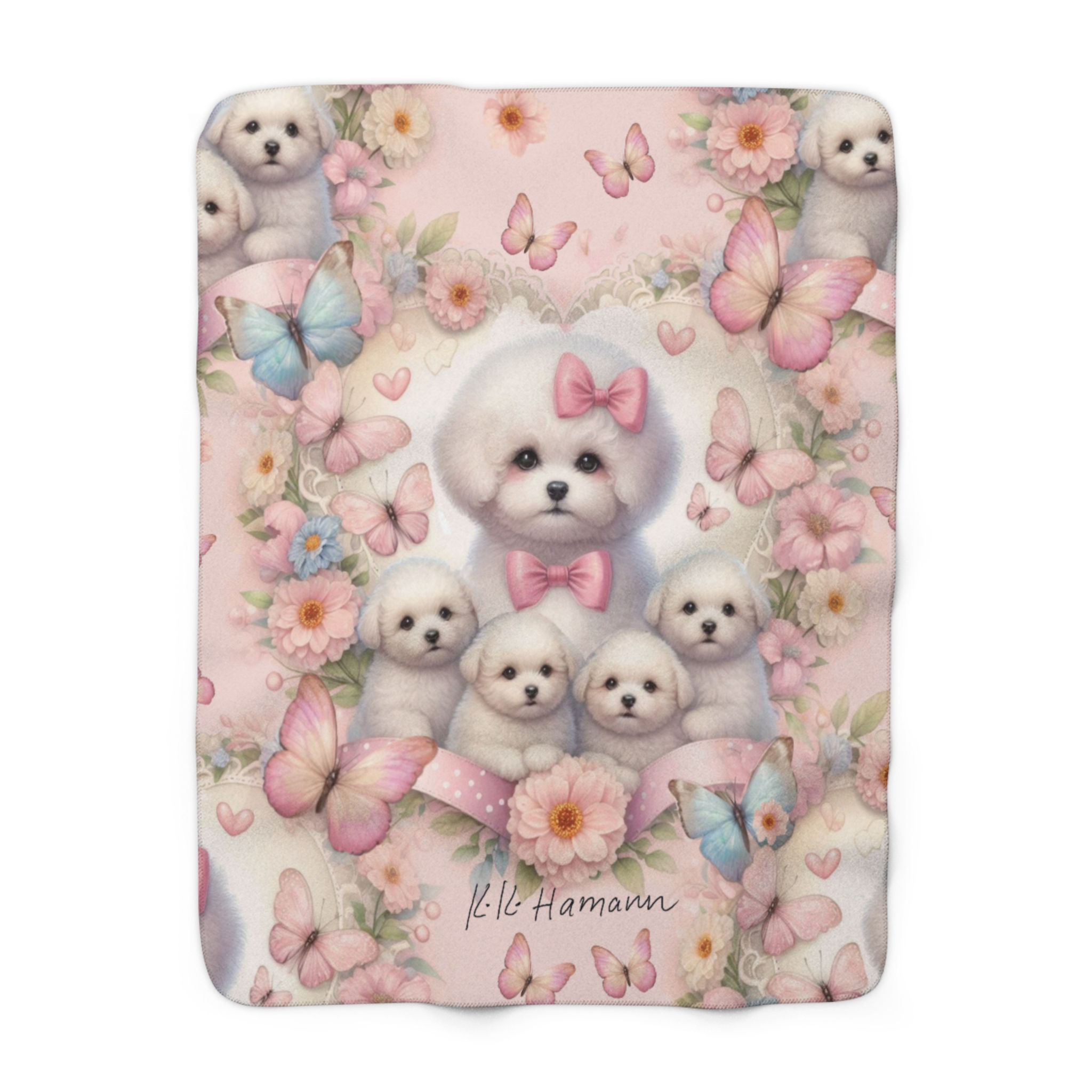 Bichon Frise Mama -Sherpa Fleece Blanket - Super Soft, throw