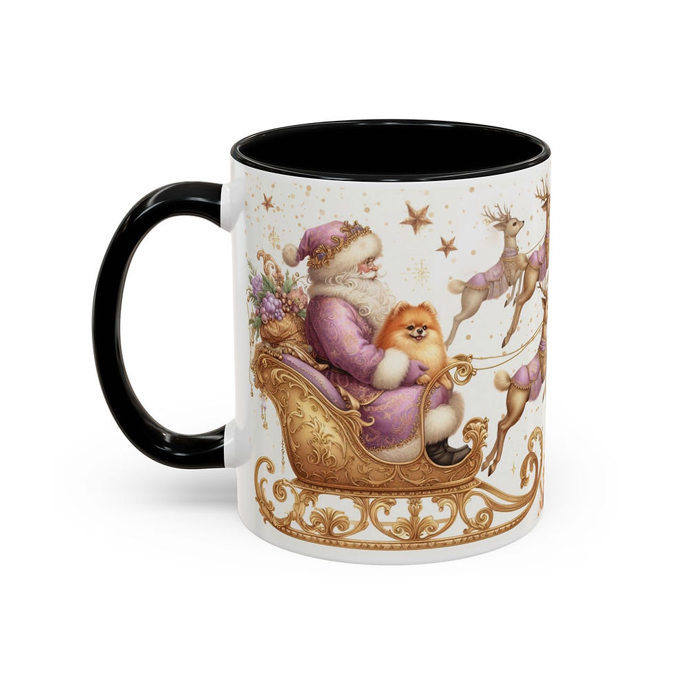 Thumbnail: Pomeranian "Purple Santa" - Accent Coffee Mug 11 oz
