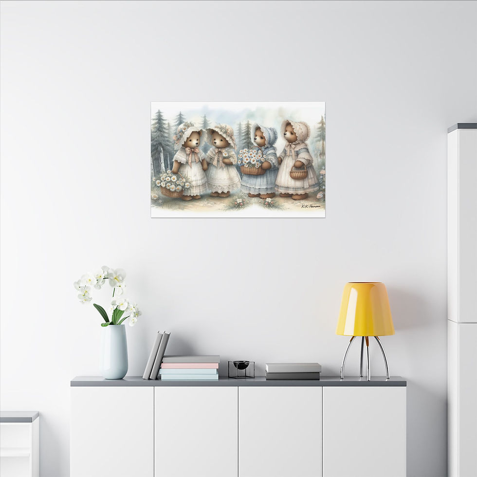 Thumbnail: Snuggle Forest Gertrude’s Daisy Bear Nursery Canvas / Kiki Baby