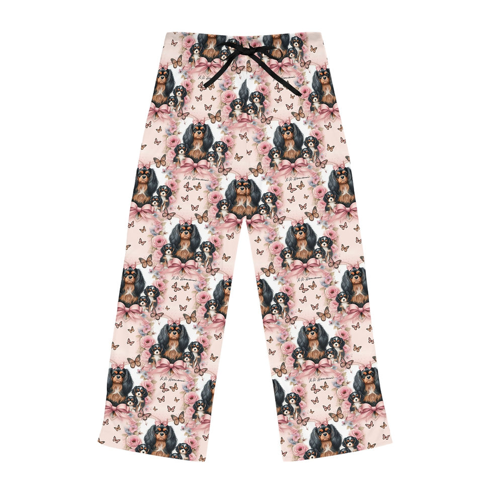 Cavalier  (Black and Tan / Tricolor)  Women's Pajama Pants "Pink Mamas"