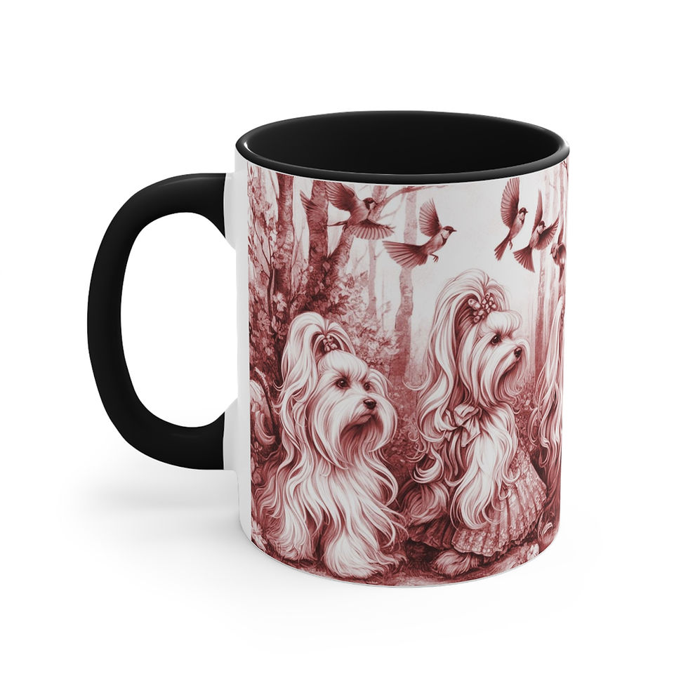 Thumbnail: Maltese French Style  "Rose  Toile de Jouy "  Art Mug