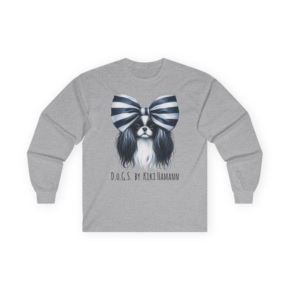 Thumbnail: Japanese Chin "Bow"  Ultra Cotton Long Sleeve Tee 