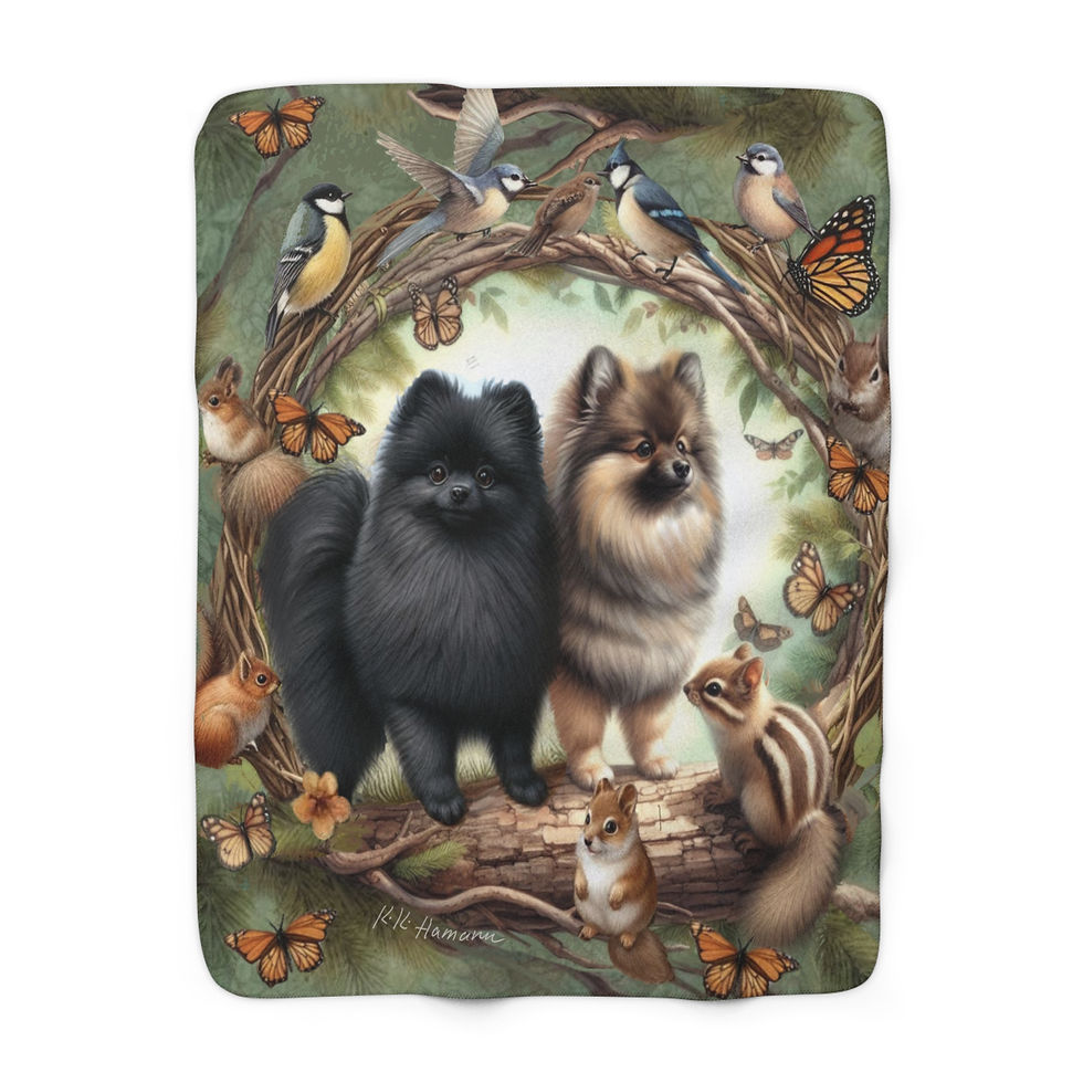 Pomeranians (Black / Brindle) "Wild Boys" -Sherpa  Blanket - Super Soft