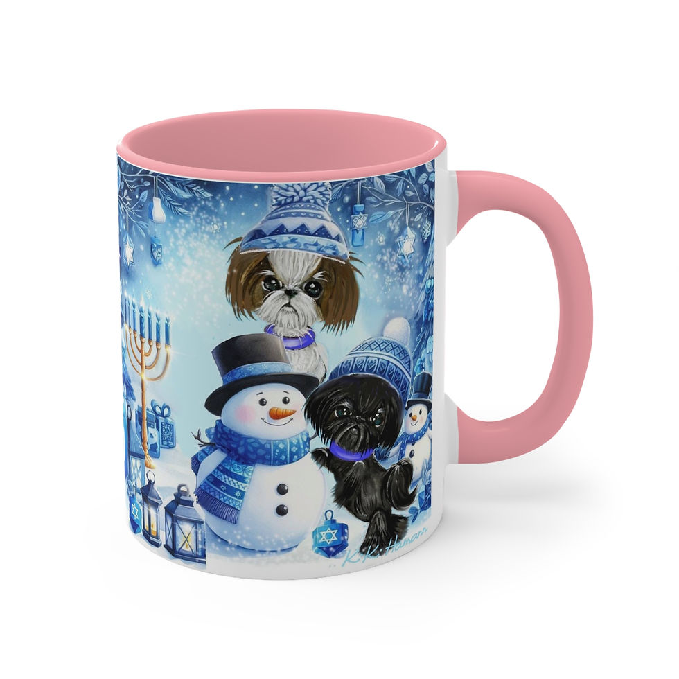 Thumbnail: Hanukkah Winter Wonderland  Art Mug -  Shih Tzus Edition