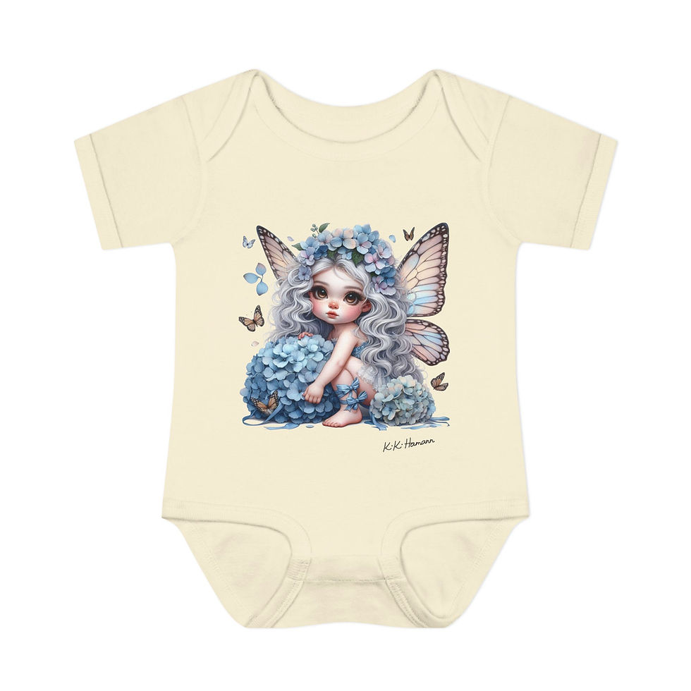 Thumbnail: Kiki Baby Hydrangea Fairy Infant Baby BodySuit - Botanical Whimsy