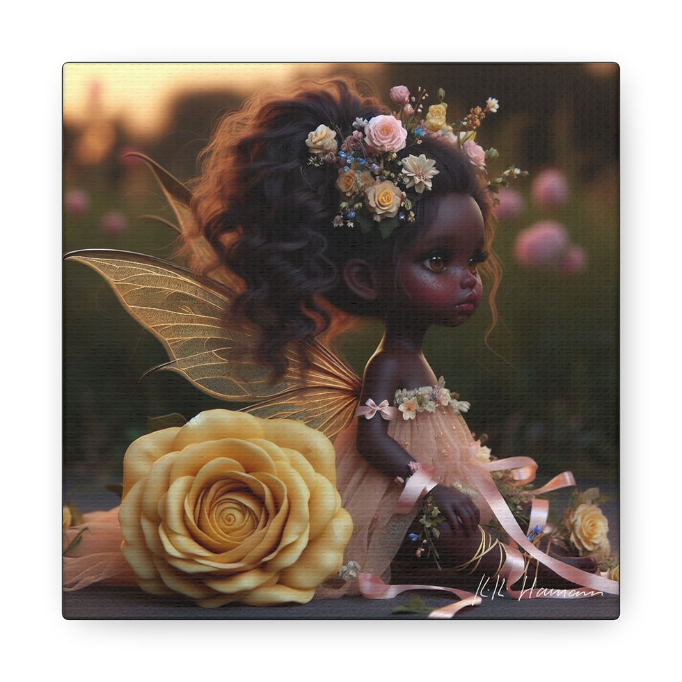 Thumbnail: Rose Yellow 2 - Canvas Print - Gallery Style -  Flower Fairies
