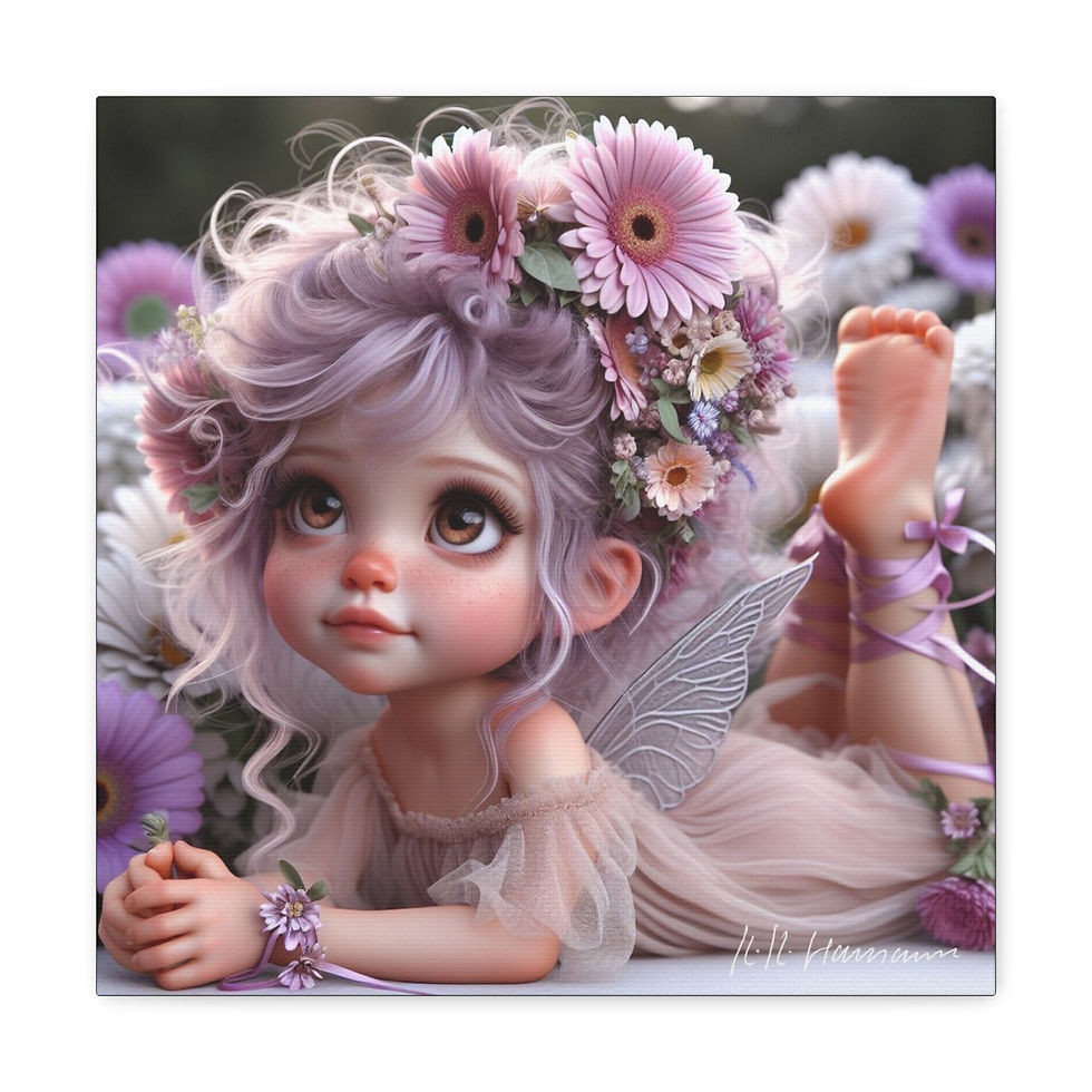 Thumbnail: Gerber Daisy 1 - Canvas Print - Gallery Style -  Flower Fairies