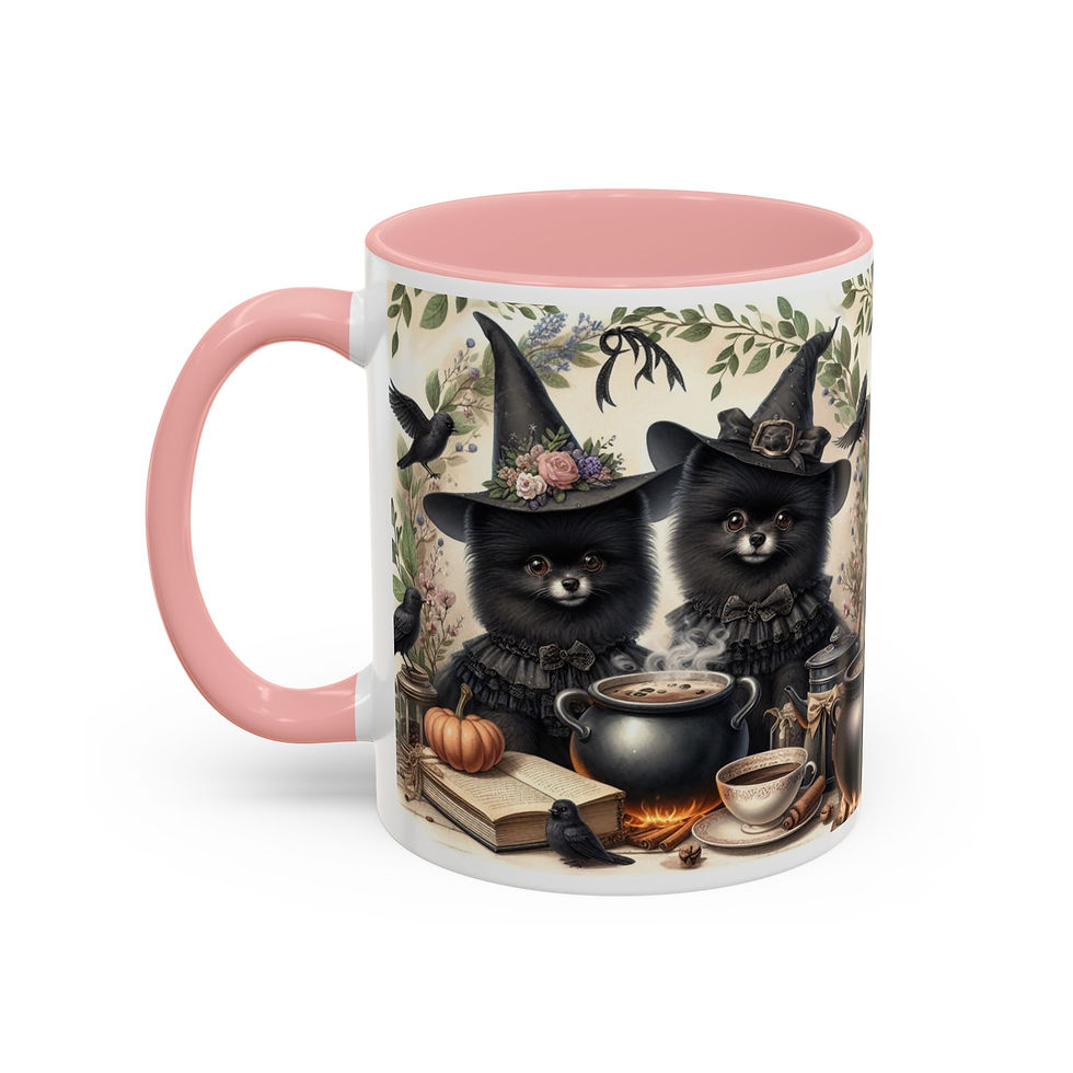 Thumbnail: Pomeranians (Black) "Apothecary" - Accent Coffee Mug 11 oz