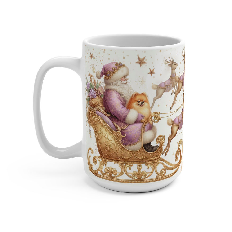 Thumbnail: Pomeranian - "Purple Santa" 15oz -   Super large  mug