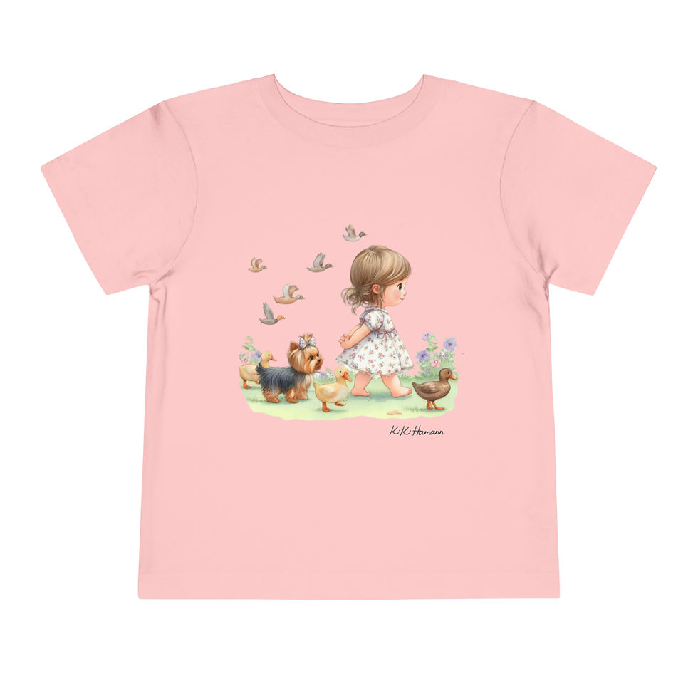 Thumbnail: Toddler Short Sleeve Tee - Ducks in a Row with Yorkie