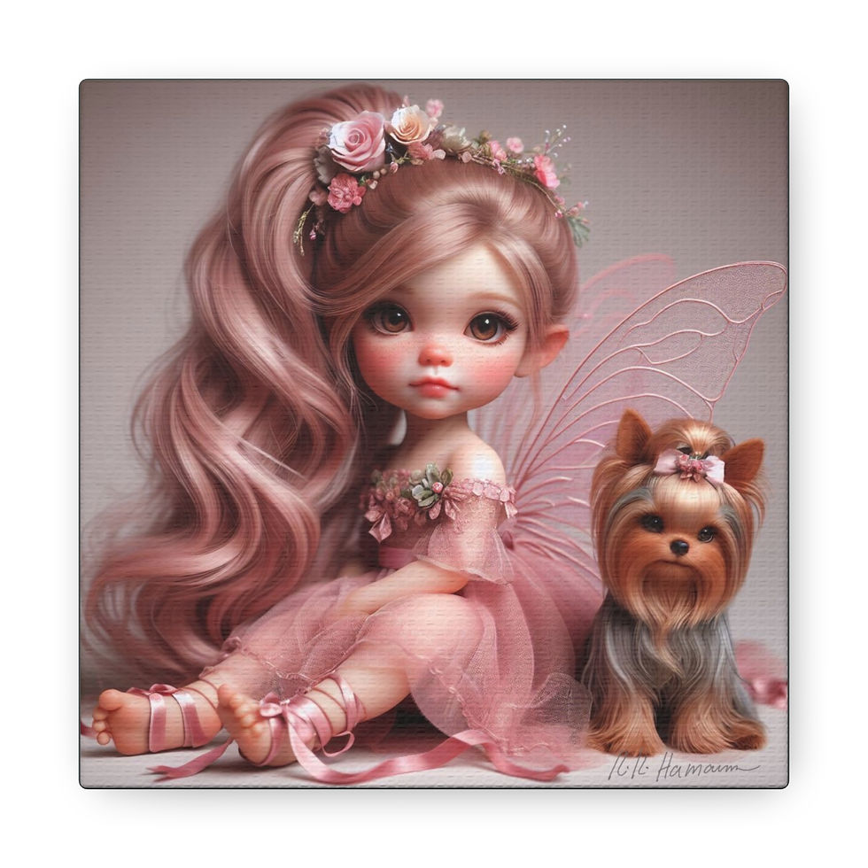 Thumbnail: Yorkie 4 - Canvas Print - Gallery Style -  Fairy Tails