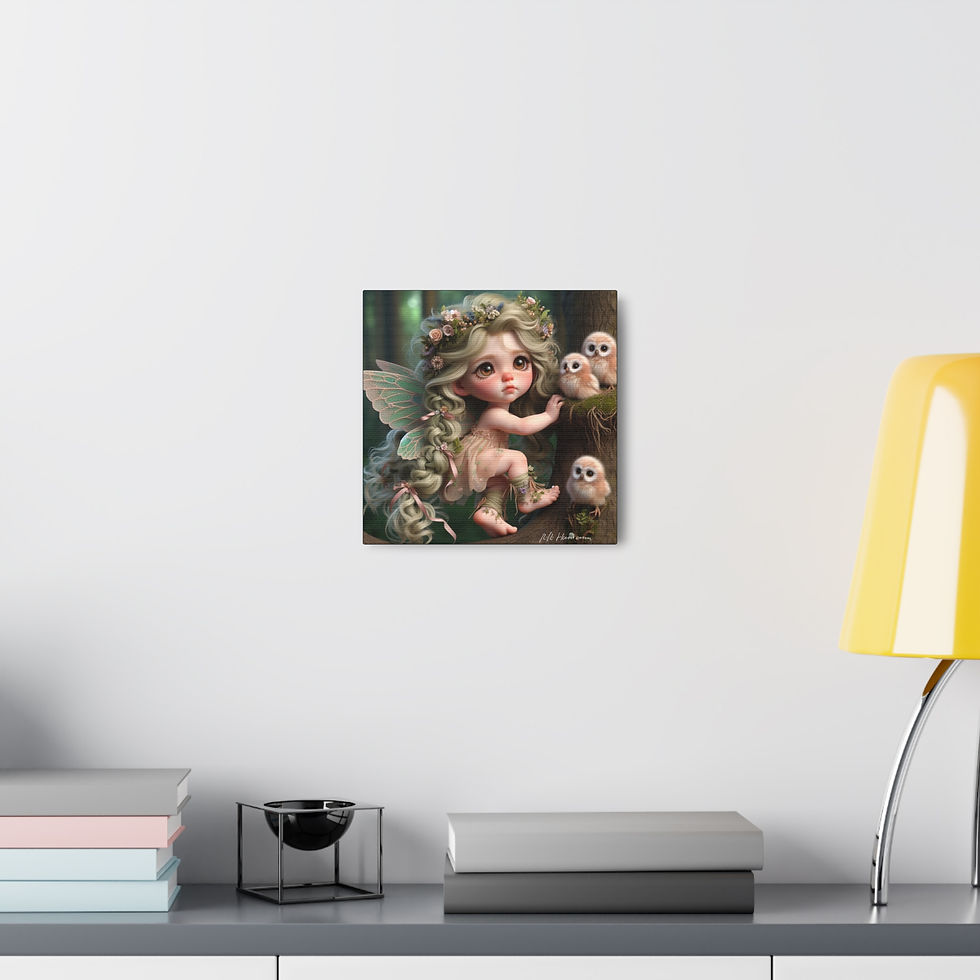 Thumbnail: Owlet 1  - Canvas Print - Gallery Style -  Birdie Fairies