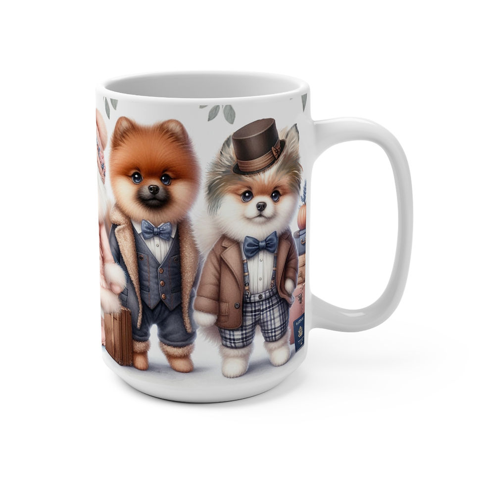 Thumbnail: Pomeranians - "Travelers" 15oz -   Super large  mug