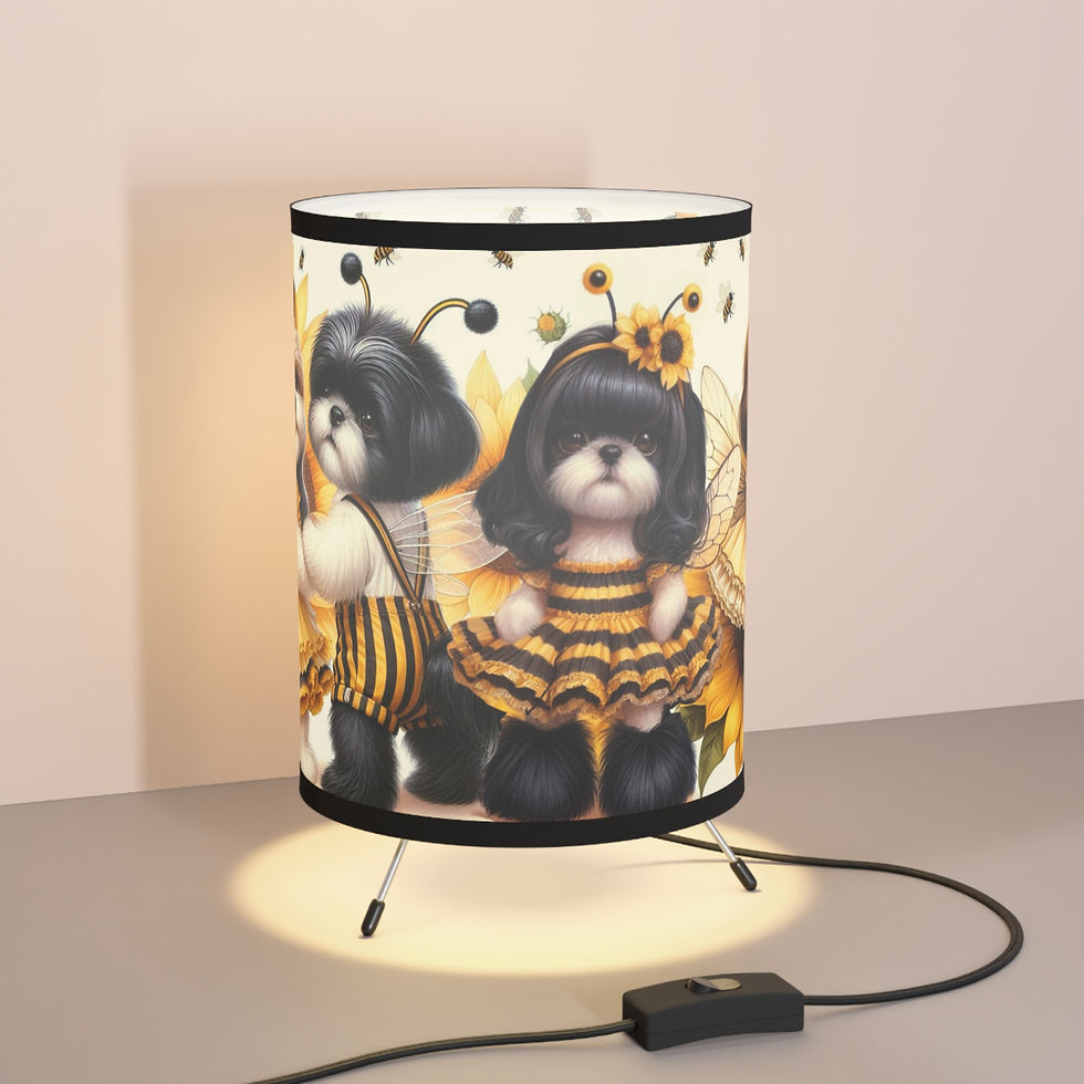 Thumbnail: ShihTzu "Bee Happy" Tripod Lamp with High-Res Printed Shade, US\CA plug