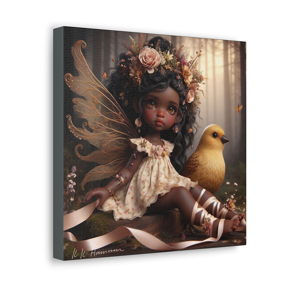 Thumbnail: Finch 3  - Canvas Print - Gallery Style -  Birdie Fairies